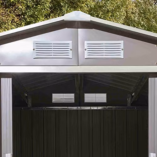 Rowlinson Trentvale Metal Apex Shed in Light Grey, W: 201 cm, D: 121 cm, H: 190 cm – 3