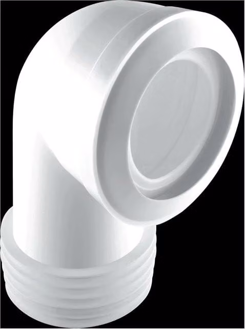 McAlpine MACFIT White 90 Degree Bend WC Connector with 97-107mm Inlet and 110mm Outlet