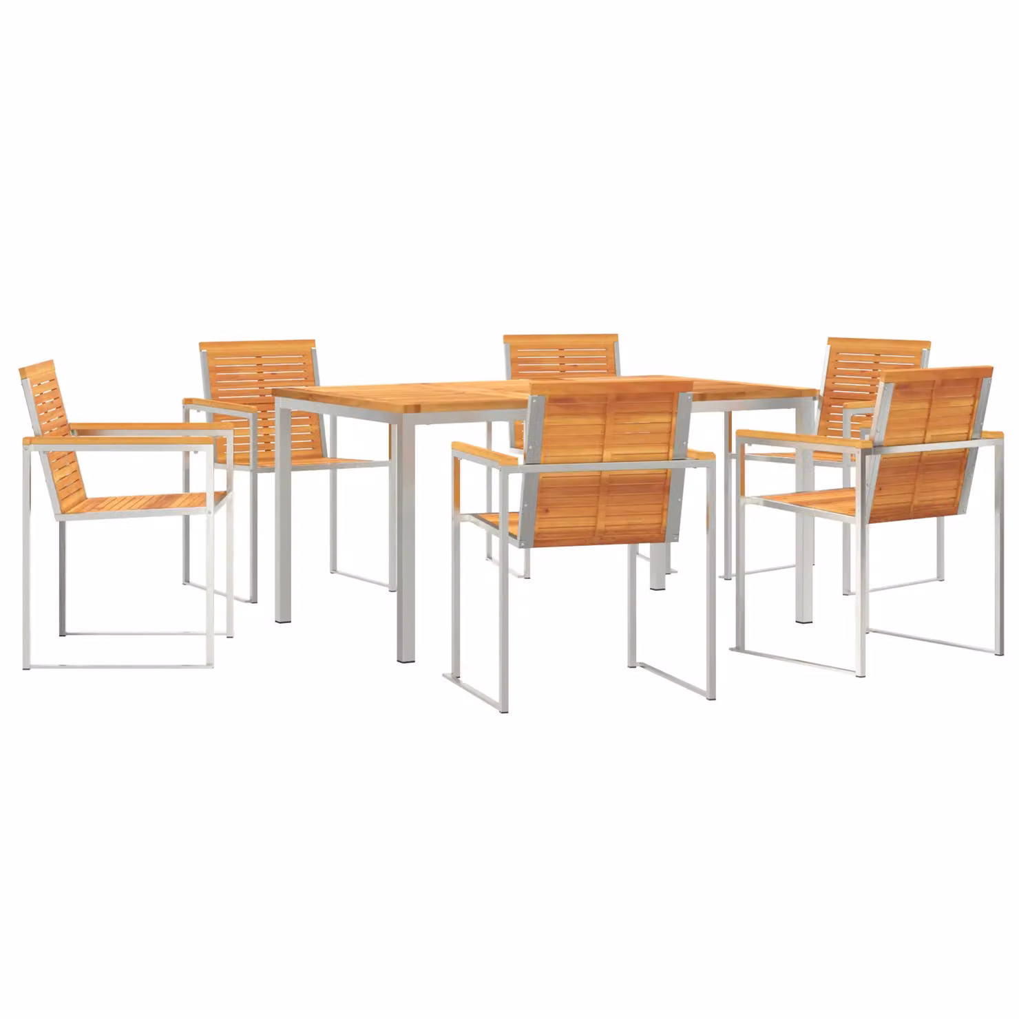 Berkfield Home 7 Piece Acacia Wood Garden Dining Set in Brown – 2