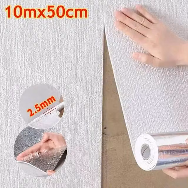 EONLION Self-Adhesive Thermal Insulation Wallpaper, White, Width: 100 cm – 1