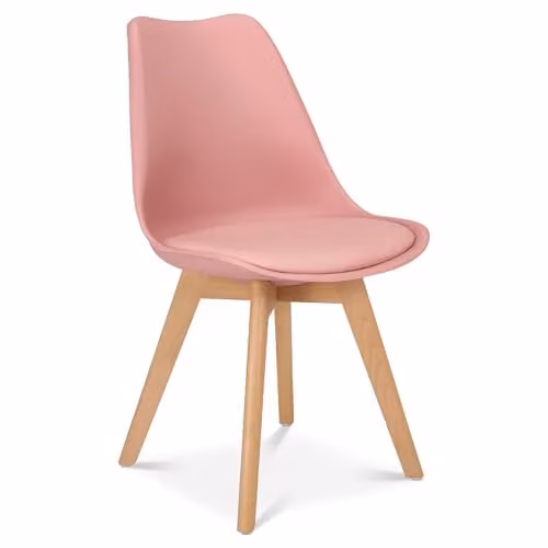 Bravich LTD Rocco Tulip Dining Chair in Dusty Pink with Beech Wood Legs