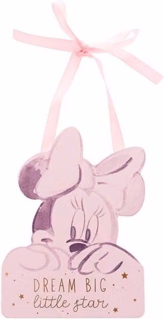 Disney Minnie Mouse Dream Big Little Star MDF Hanging Decoration in Pink