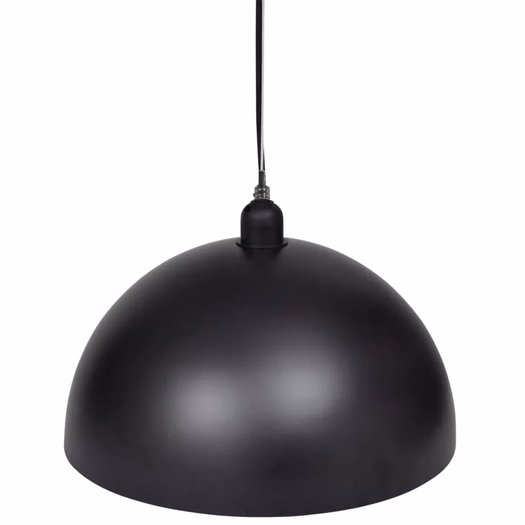 Berkfield Home Set of 2 Black Metal Semi-spherical Suspended Ceiling Lamps with Height-adjustable Dome Design – 6