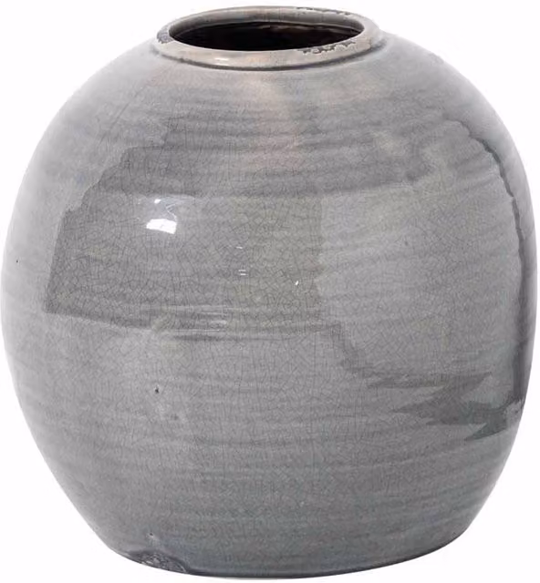 Lemon Pavilion Furniture and Decor Garda Glazed Tiber Vase, Grey Ceramic, W: 29 cm, D: 29 cm, H: 28 cm