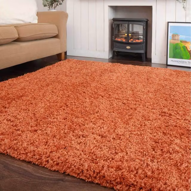 The Rug House Super Soft Shaggy Living Area Rug in Orange, W: 230 cm, D: 160 cm