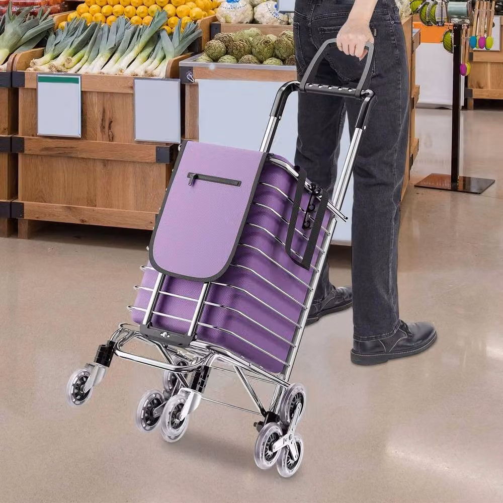 Kelvenix Folding Shopping Trolley Cart in Purple – 3