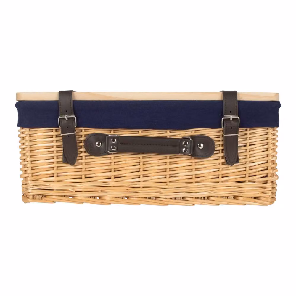 Red Willow Picnic Basket with Pinewood Lid and Navy Lining – 2