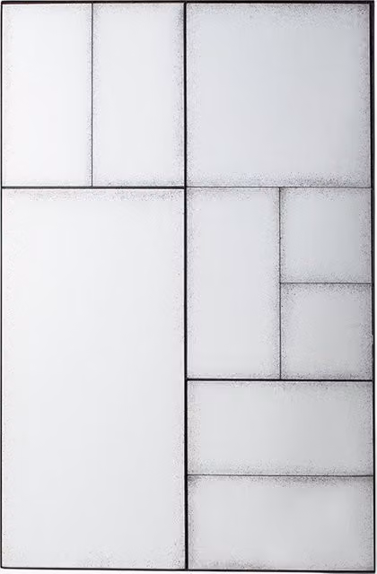 Perch & Parrow Norman Modern Geometric Panelled Rectangular Wall Mirror in Black