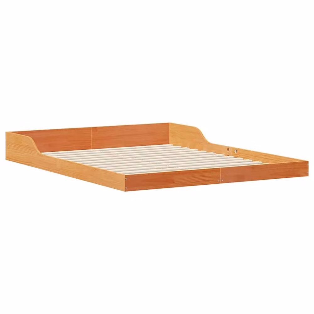Berkfield Home Modern Waxed Brown Solid Pine Wood Bed W/D/H: 160 x 220 cm – 3