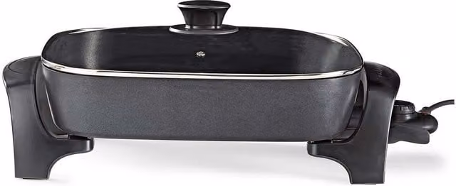 Nedis Electric Skillet Pan Cooker with Non-Stick Aluminium Body and Glass Lid, Black