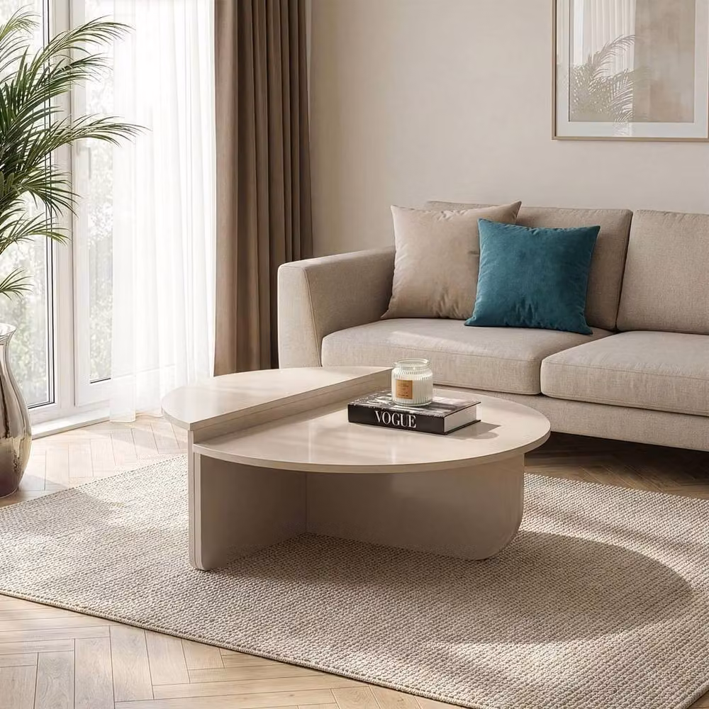 CALICOSY Orion Set of 2 Round Nesting Coffee Tables in Beige – 2
