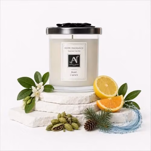 Aroma Naturals Minimalist Luxe Avant l'Aurore Scented Candle in White