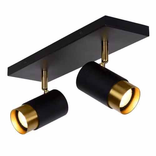 Lucide Floris Dimmable and Adjustable Twin Ceiling Spotlight in Black with 2xGU10 LED Support – 3