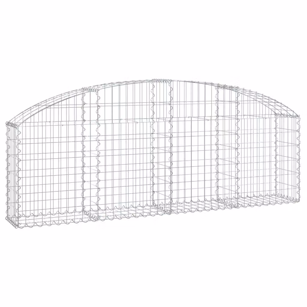 Berkfield Home Arched Gabion Basket in Silver Galvanised Steel, W: 200 cm, D: 30 cm, H: 60-80 cm – 2
