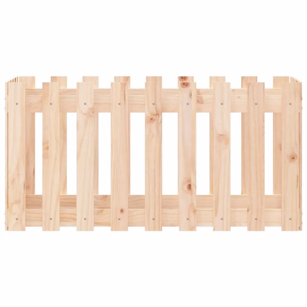 Berkfield Home Garden Wooden Raised Bed with Fence Design in Beige, W/D/H: 100 x 50 x 50 cm – 2