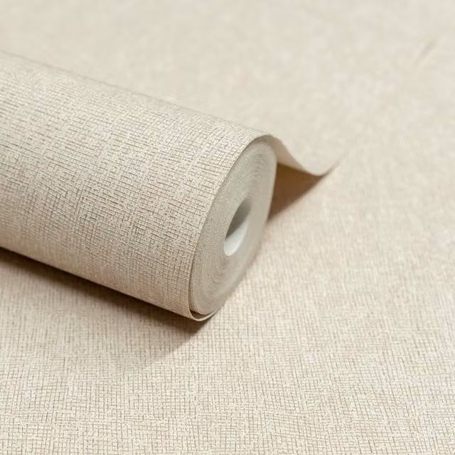Atogo Boutique Woven Effect Embossed Wallpaper in Cream and Beige
