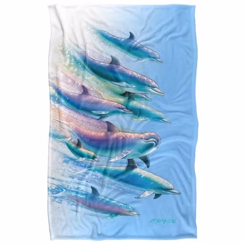 JQ Licensing Royce McClure Dolphin Flow Silky Touch Super Soft Fleece Throw Blanket, Blue Multicolour, W: 91 cm, D: 147 cm – 1