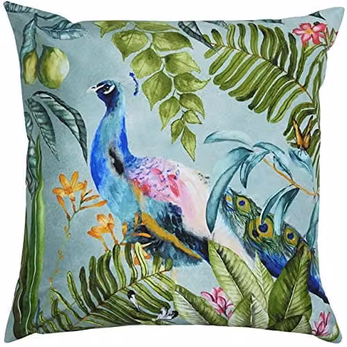 Evans Lichfield Peacock Animal Outdoor Cushion, Multicolour, 43 x 43 cm – 1