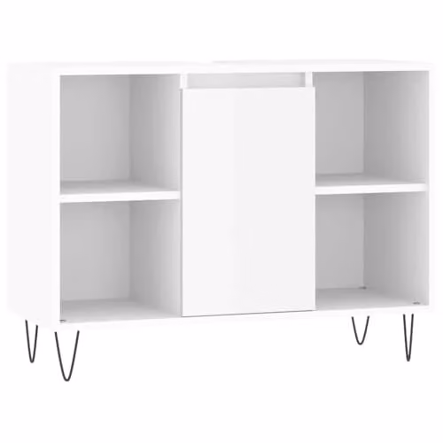 vidaXL High Gloss White Freestanding Bathroom Cabinet with Hinged Doors and Internal Shelves, W/D/H: 80 x 33 x 60 cm
