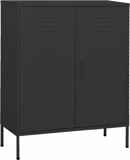 Berkfield Home Anthracite Steel Storage Cabinet in Dark Grey, W/D/H: 80 x 35 x 101.5 cm