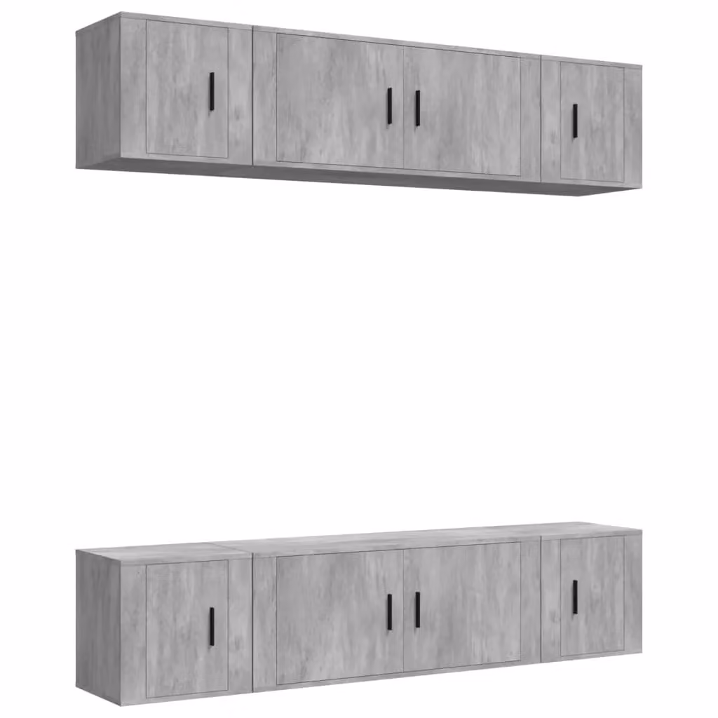 Berkfield Home 6 Piece Modern Concrete Grey Engineered Wood TV Cabinet Set – 2