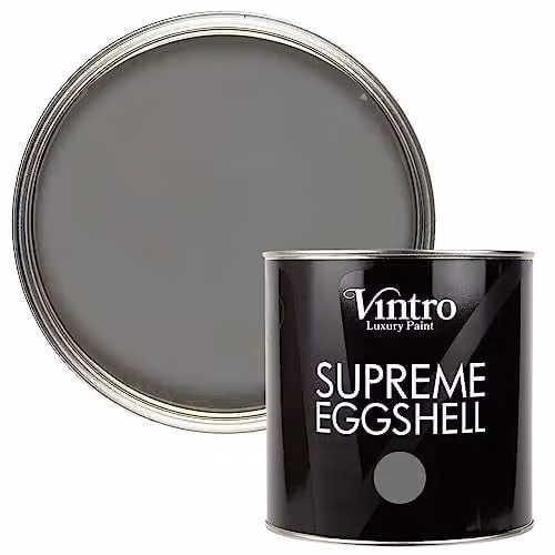Vintro Eggshell and Satin Furniture Paint for Walls, Wood and Trim in Dark Grey Cloudburst, 2.5 Litres