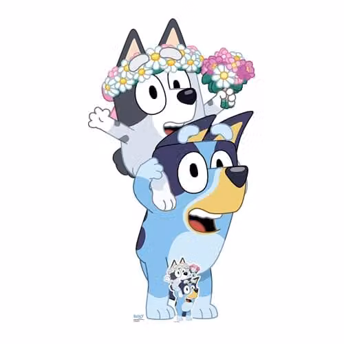 Star Cutouts Bluey and Muffin as Flower Girls Cardboard Cutout, Multicolour, Height: 136 cm – 1