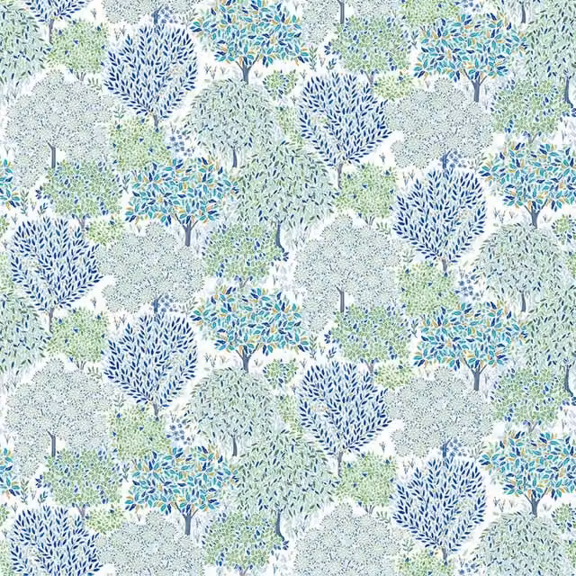 Fibre Naturelle Somerset Fabric Delicious Graphic Cotton in Blue, Green and Grey