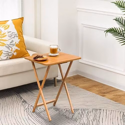 Premier Housewares Folding Rubberwood Snack Table, Brown, W/D/H: 65 x 49 x 39 cm – 5