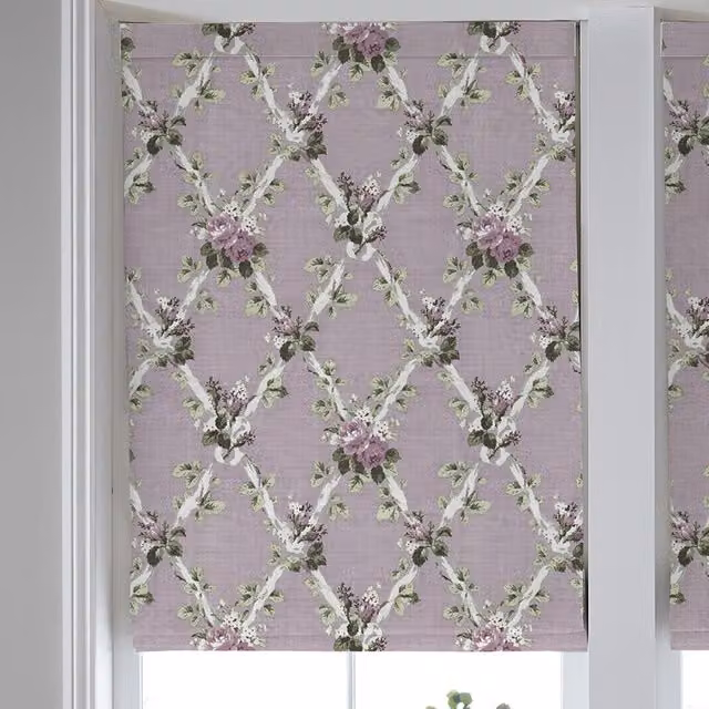 Laura Ashley Elwyn Made to Measure Floral Blackout Roman Blind in Purple