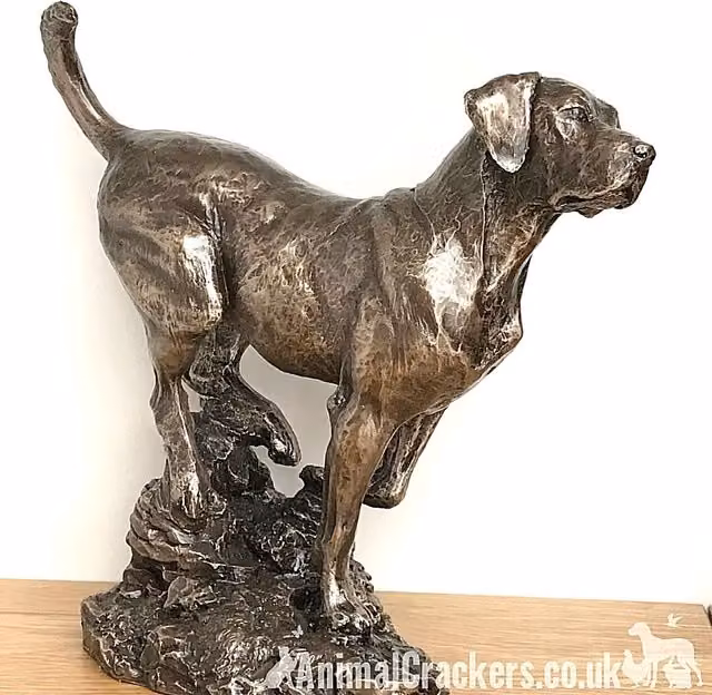 Animal Crackers Large Labrador On Rocks Dog Figurine in Solid Cold Cast Bronze by David Geenty – 1