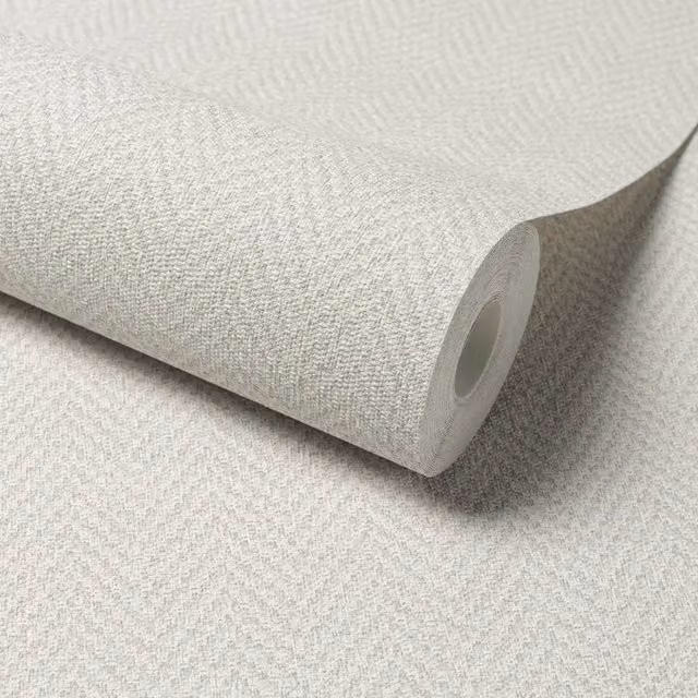 Antiga Grey Geometric Herringbone Chevron Weave Textured Wallpaper