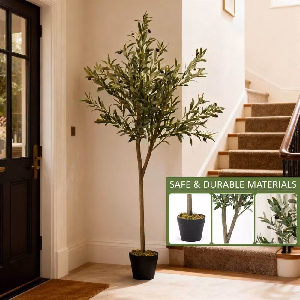 PAWNORA Artificial Green Olive Tree, 150 cm Tall – 3