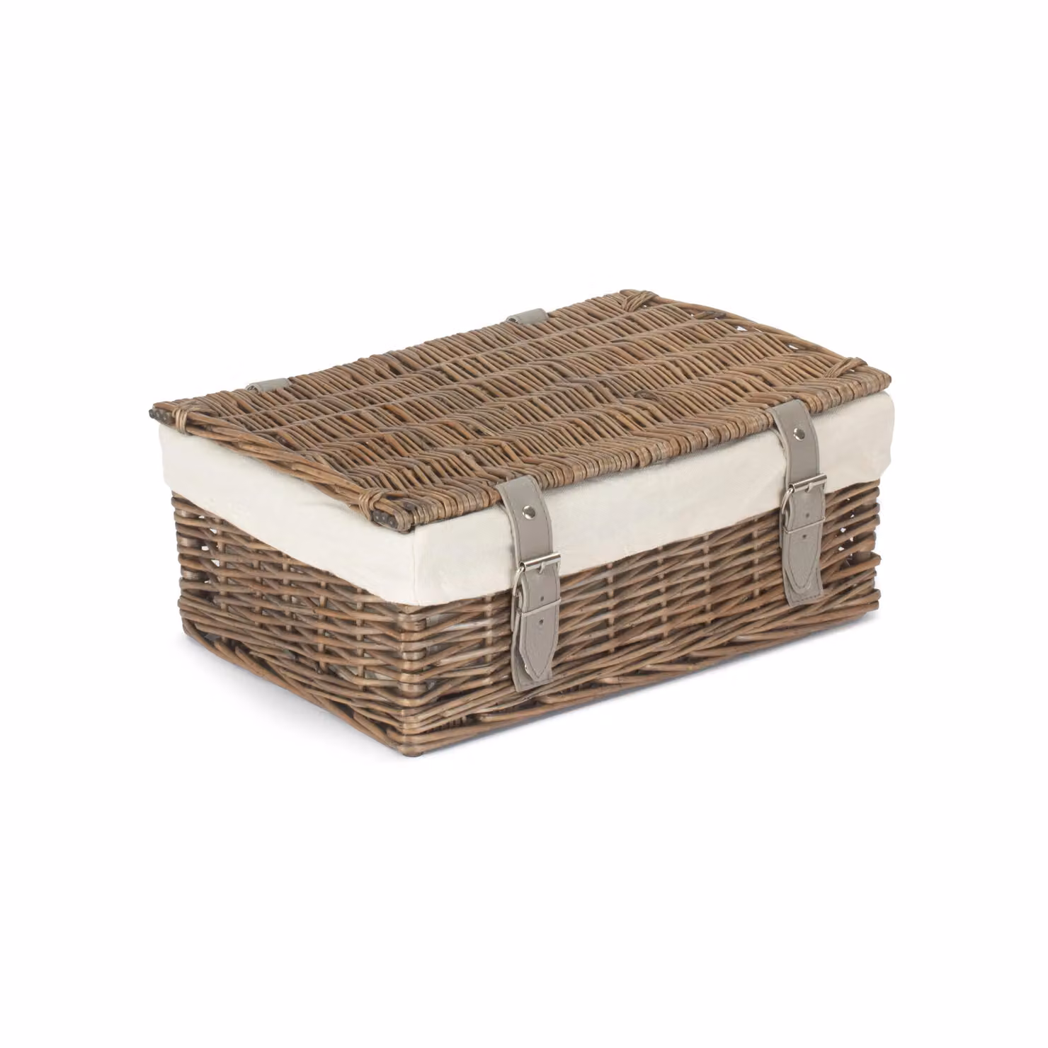 Red Wicker Empty Hamper Basket with Cotton Lining and Handles in Natural and Grey – 2