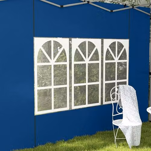 Outsunny Blue Polyester Gazebo Side Panels for 3x3m or 3x4m Pop Up Gazebos, 2 Pack – 6