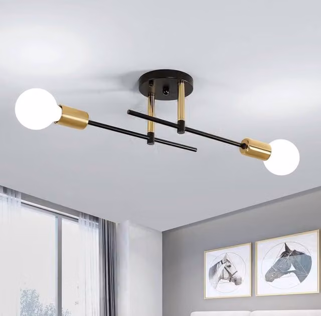 Goeco Vintage E27 Modern Chandelier Ceiling Light in Metallic Gold
