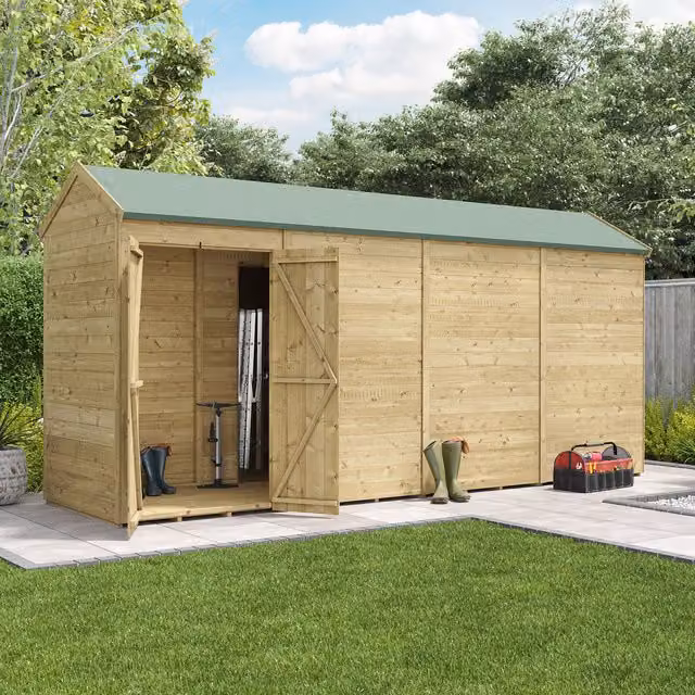 BillyOh Switch Tongue and Groove Apex Wooden Shed in Brown with Floor and Gable Roof