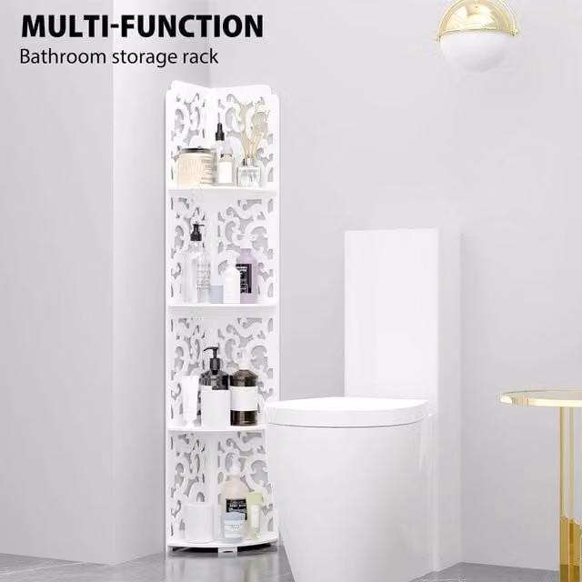 EONLION 4 Tier Corner Shelf Stand Organizer Rack in White