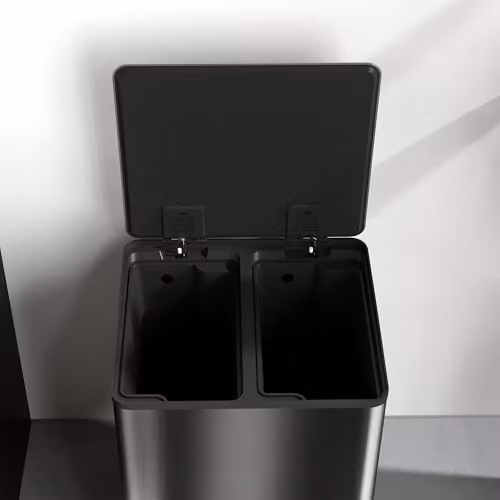HOMCOM Dual Kitchen Bin, 2 x 30L Stainless Steel Double Pedal Bin with Soft-Close Lid and Removable Inner Buckets, Black – 4
