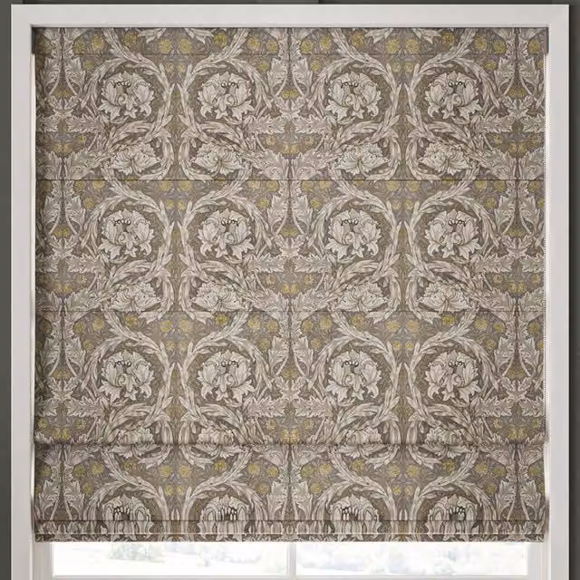 William Morris At Home African Marigold Floral Velvet Made to Measure Roman Blind in Limestone and Multicolour