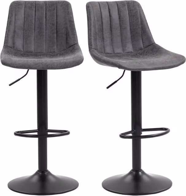 NESTLUNE Set of 2 Adjustable Swivel Bar Stools in Grey – 1