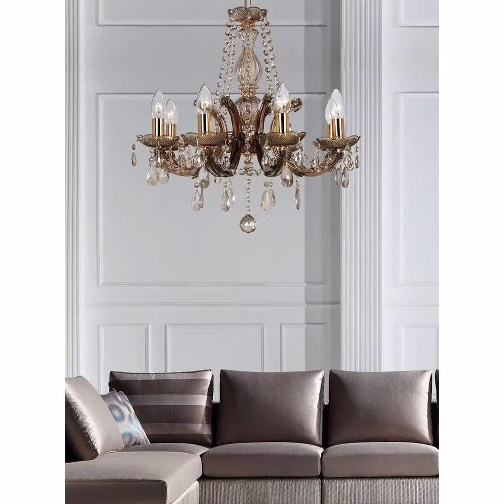Netlighting Gabrielle 5 Light Glass and Brass Wall Sconce in Gold with E14 Base – 4