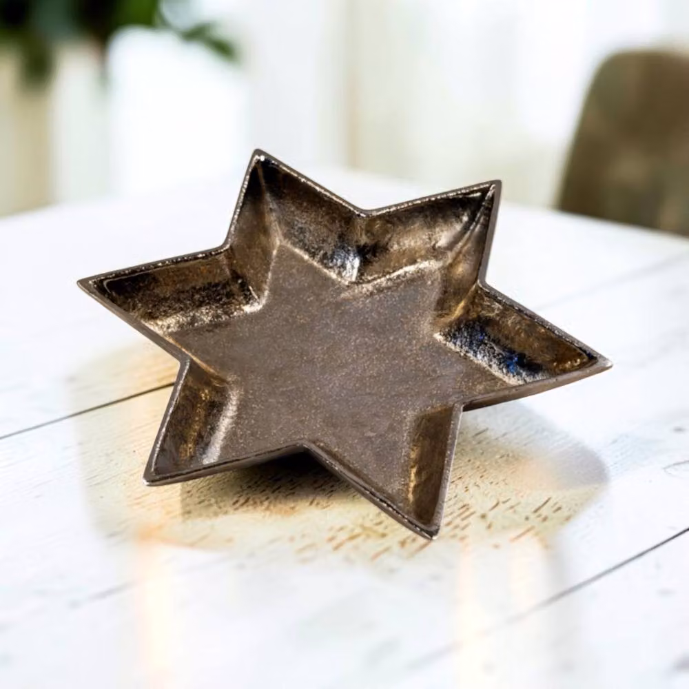 Four Candle Silver Star Shaped Metal Decorative Plate, Diameter: 22 cm – 2