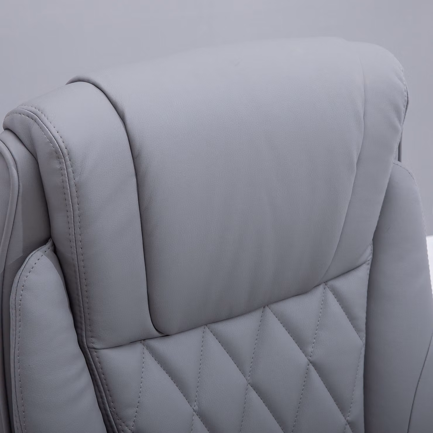 HOMCOM Vinsetto Grey PU Leather High Back Executive Office Chair with Headrest and Flip-up Armrests – 5
