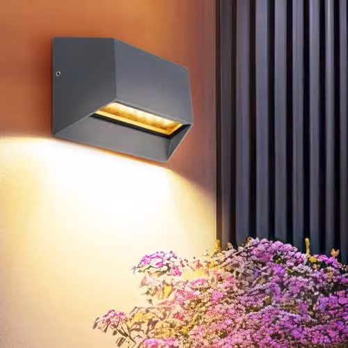 Netlighting Globo Lighting Honna Up and Down Outdoor Wall Lamp in Grey with Transparent Glass Shade, LED 12W, Warm White, IP54, W/D/H: 10.0 x 8.2 x 14.8 cm – 2