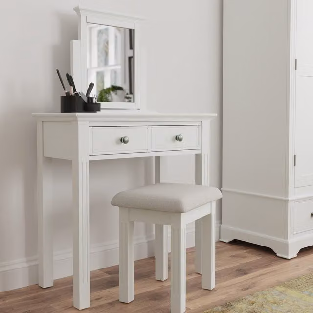 Home Source Adjustable Trinket Dressing Table Vanity Mirror in White