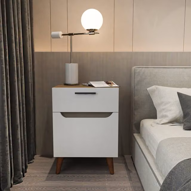 Decorotika Losso Bedside Table in White and Brown