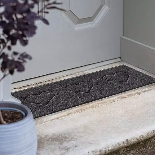 Nicoman Heart Embossed PVC Doormat, Dark Grey, W/D: 90 x 60 cm – 4