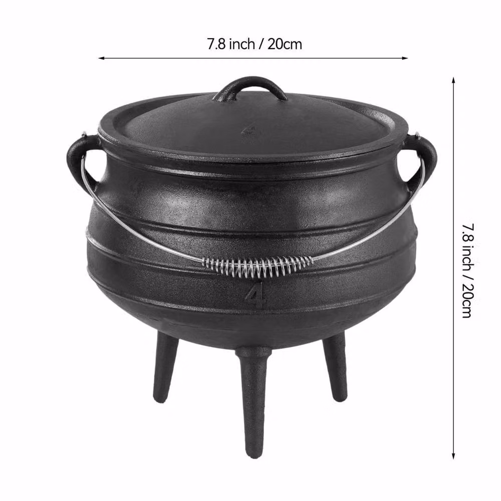 SPETLEK 3L Uncoated Cast Iron Stockpot for Outdoor Camping Cooking, Black – 2