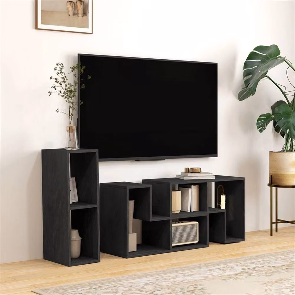 Nordara Black Modern MDF TV Unit for TVs up to 75 Inches, W/D/H: 180 x 45 x 30.5 cm – 3